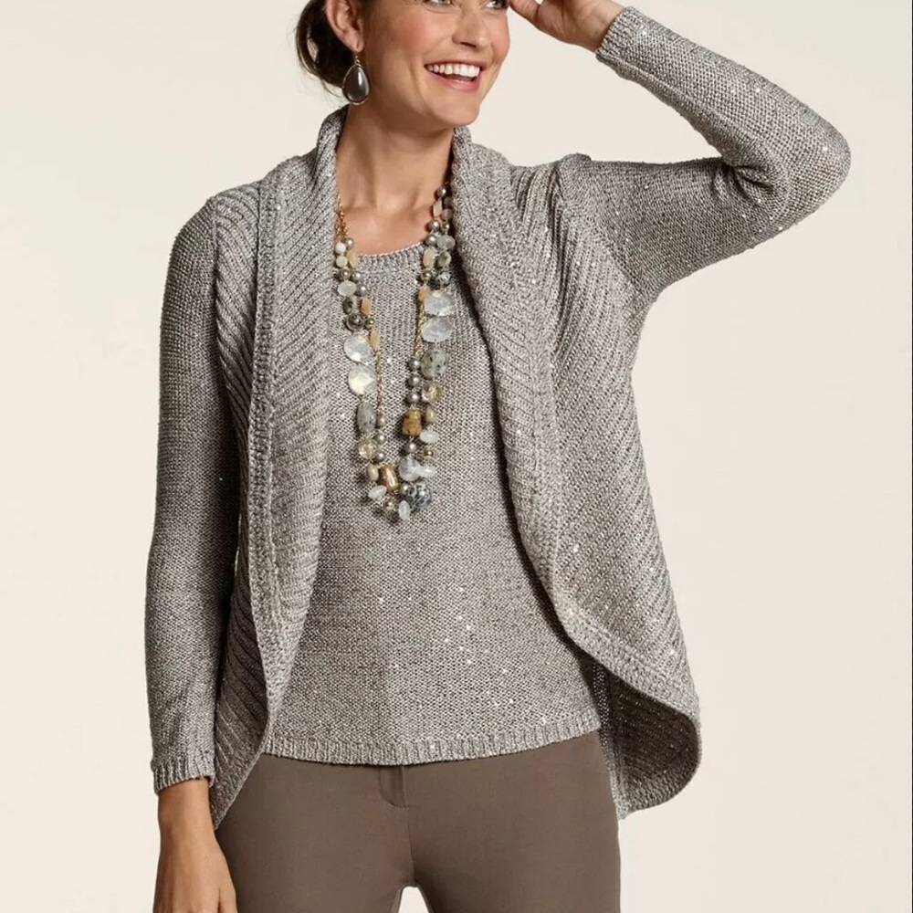 NWT Chico's Sequin Dazzle Corrine Cocoon Sweater
